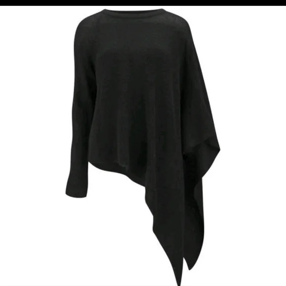 Helmut Lang Black Asymmetrical Poncho Sweater - Picture 4 of 5